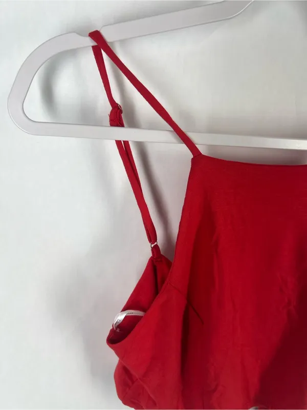 Lulus Red Tie-Back Cropped Cami Tank Top Size L NWT - Image 2