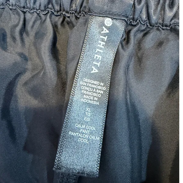 Athleta Calm Cool Pants XL Black Wide Leg Pull On Lounge Relaxed Fit - Image 4