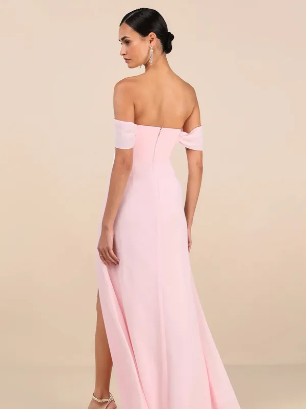 Lulus Magical Magnetism Light Pink Off-the-Shoulder Maxi Dress Size Small - Image 2