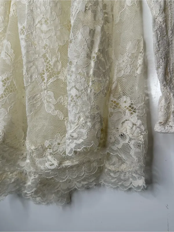 Anthropologie Floreat Cream Lace Henley Top Size 6 - Image 4