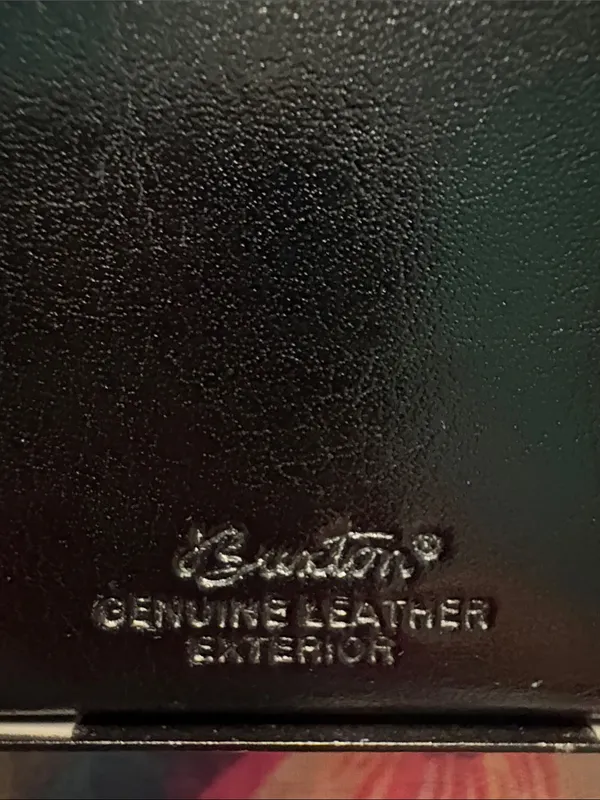 Buxton Black Leather Wallet with Cream Stitching Detail - Image 3