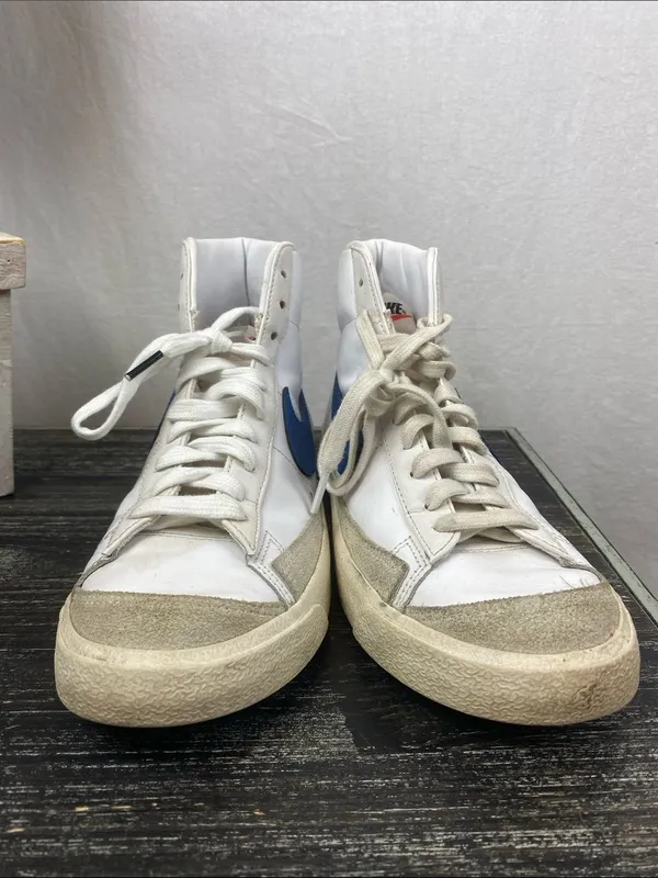 Nike White & Blue Leather Blazer Mid 77 Game Royal Hi Top Sneaker Shoes 9.5 - Image 5