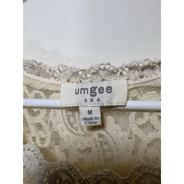 UMGEE Ivory Lace Dress 3/4 Sleeve MEDIUM Bachelorette Ethereal‎ Boho Romantic - Image 4