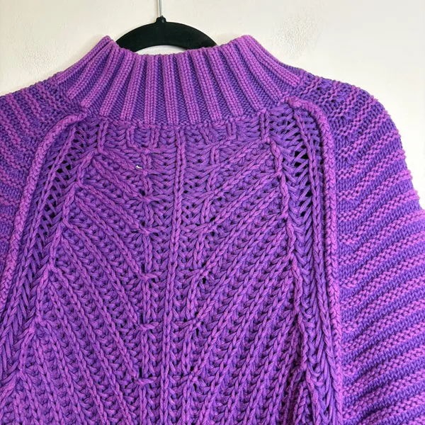 Free‎ People My Only Sunshine Purple Chunky Knit Mock Neck Sweater Womens Small - Image 3