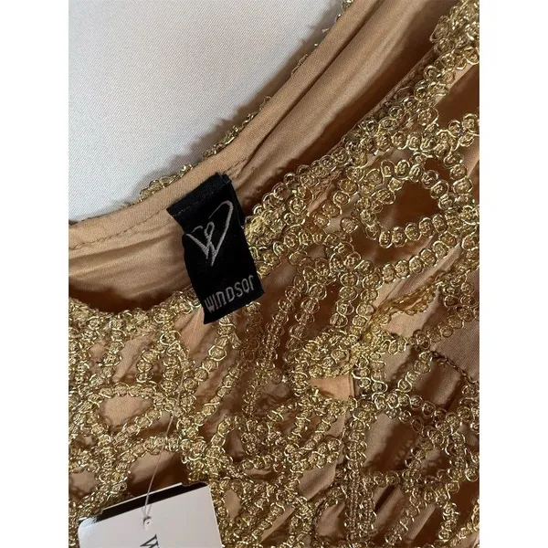 Windsor Dress Womens S Gold Gold Beaded Sequin Bodycon Mini V-Neck - Image 7