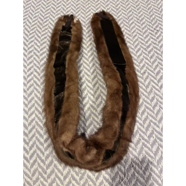 Vintage Genuine Mink Fur Collar Scarf Shawl Stole 35" Lined Light Brown Clips - Image 8