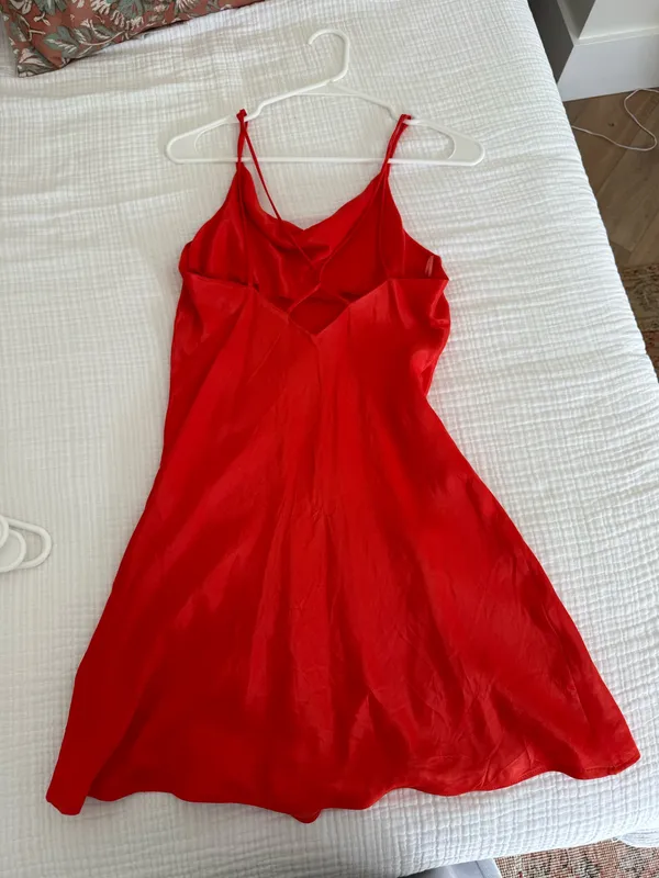 ZARA Dress Mini Orange Satin - Image 2