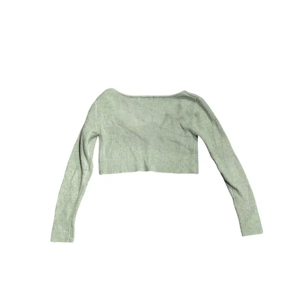 Cider Sage Green Ultra Cropped Button Knit Cardigan SZ S Slim Streetwear Y2K - Image 3