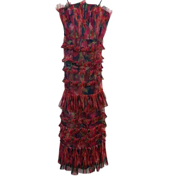 Hutch Sevilla Strapless Floral Tiered Tulle Midi Gown Size 00 NWT - Image 2