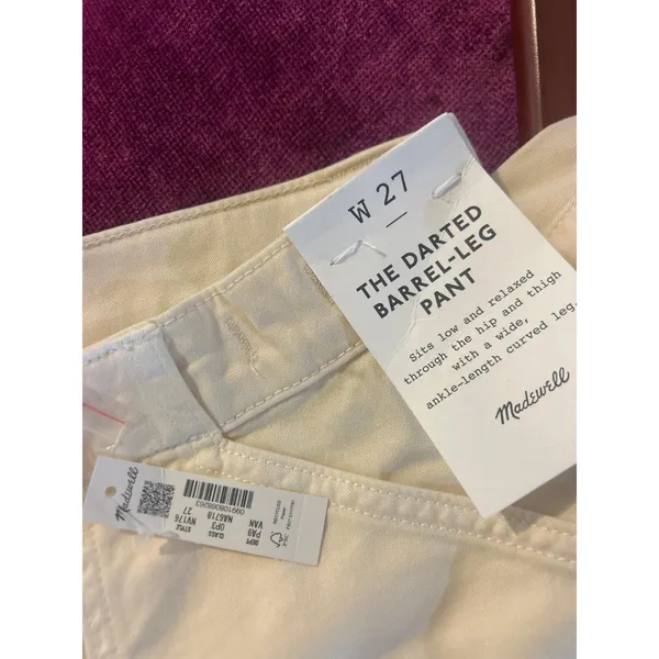 MADEWELL Darted Barrel Leg Pants Vanilla Size 27 New NWT 4 CASUAL MINIMALIST - Image 7