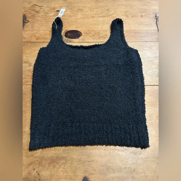 SKIMS Black Fuzzy Tank Top Vest Sleeveless Cozy Knit Size Large/X-Large - Image 2