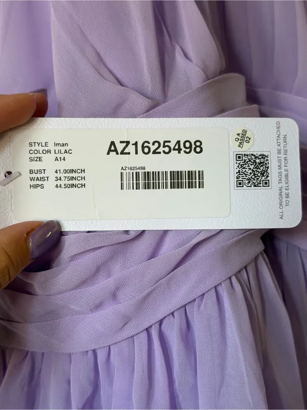 Azazie Lilac Chiffon Wrap Bodice Gown - Image 2