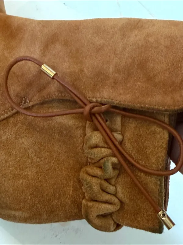 TORY BURCH Lila Ankle Bootie Camel Brown Suede 7.5 Boho Minimalist Quiet Luxury - Image 9
