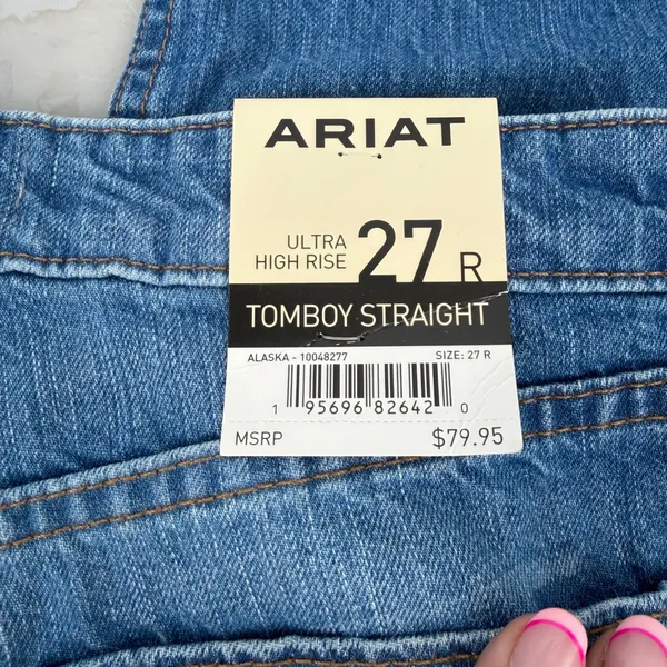 Ariat Tomboy Straight Jeans Women 27 R Blue NWT Distressed Carpenter Alaska - Image 5