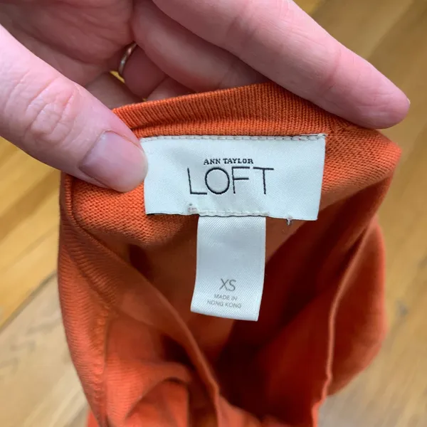 Ann Taylor LOFT Orange Pima Cotton Blend Button Front Crew Cardigan Sweater XS‎ - Image 5