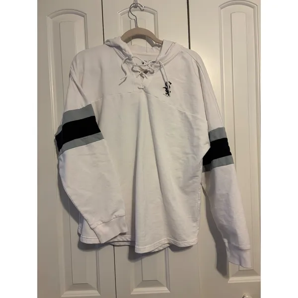 4Her by Carl Banks White Sox MLB Lace Up Hoodie‎ Sweatshirt XL - Image 5