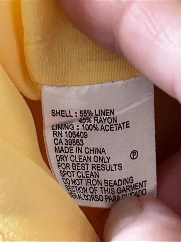 Alex Marie Linen Blend Soft Yellow‎ Lined Sleeveless Shift Midi Dress Beaded 8 - Image 8