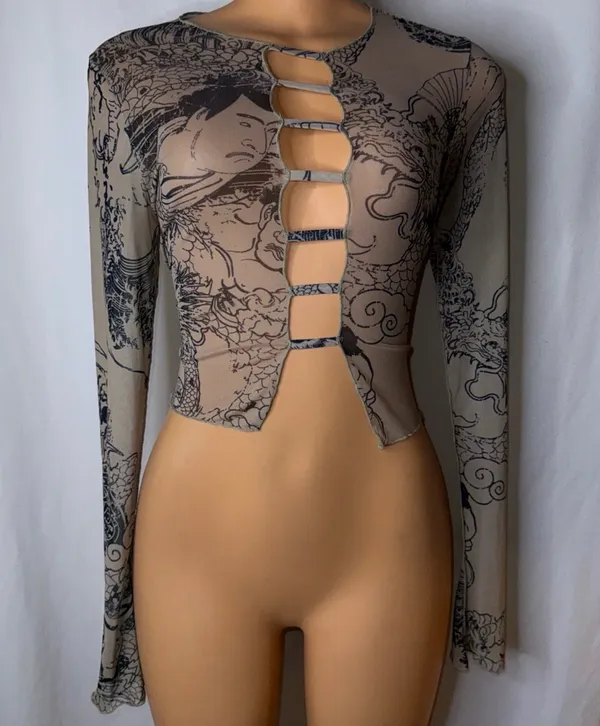 Mesh long sleeve top - Image 2