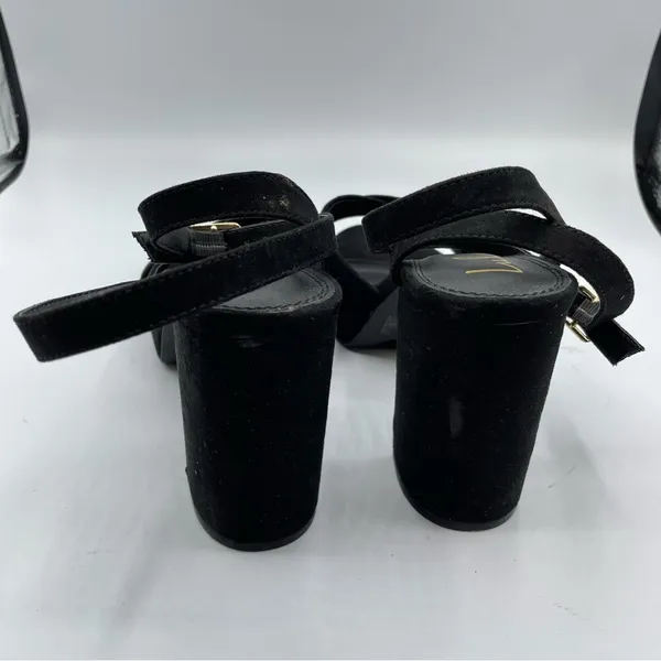 Lulus Black Faux Suede Chunky Heel Platform Heels Womens 8.5 Y2K 90s Peep Toe - Image 10