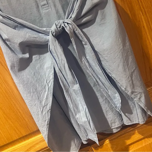 ZARA Knotted Tie Front Sleeveless Shirt Dress‎ Tunic Light Blue Size XS - Image 10