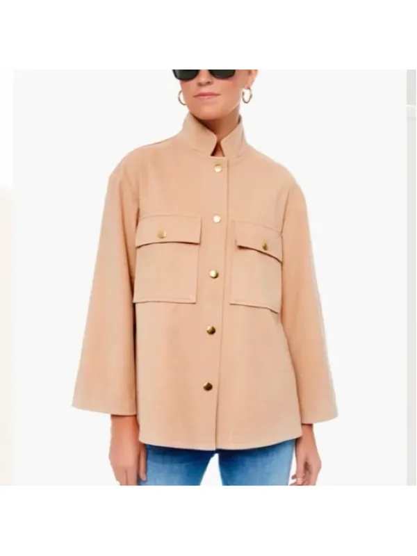 Tuckernuck Marant Camel Shirt Jacket Gold Snap XS Heavy Thick Minimalist Classic - Image 4
