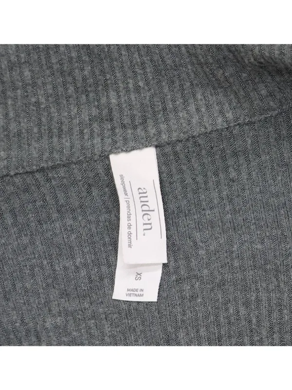 NEW Auden Cozy Ribbed Notch Collar Long Sleeve Pajama Top 94437845 Gray XS - Image 3