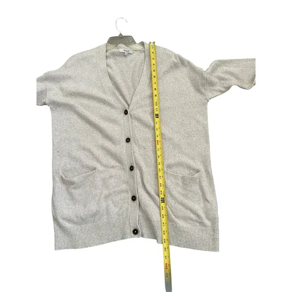 Madewell Long Cardigan Sweater Marled Flax Size Medium - Image 6