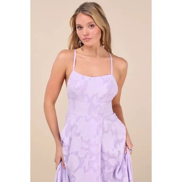 NWT Lulus Let There Be Romance Lavender Burnout Floral Maxi Dress Gala Size M - Image 10