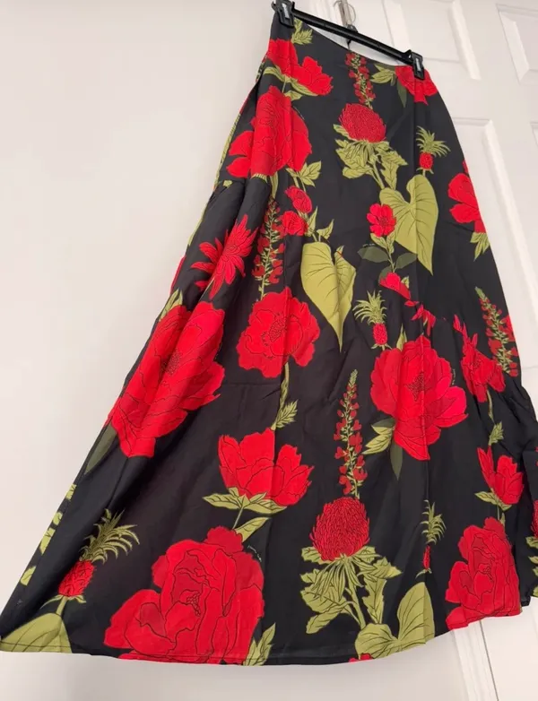Farm Rio A-Line Floral Maxi Slip Skirt, Size XS - Image 6