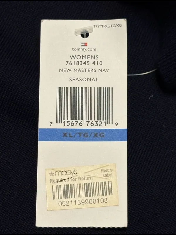 Tommy Hilfiger Navy Off-the-Shoulder Sweater with Gold Shoulder Buttons XL NWT - Image 6