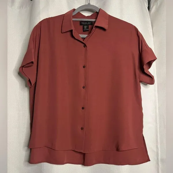 Rachel Zoe Desert Rose Chiffon Button Up Oversized Blouse XS - Image 8