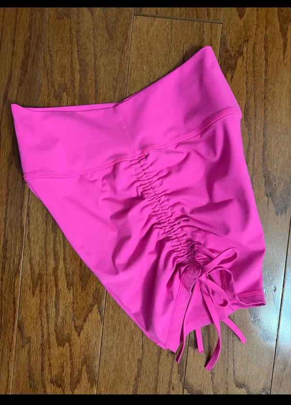 Fluorescent Pink High Waste Athletic Shorts- size Medium. ***refer to measurements as size tag removed. Gently warn & Excellent condition. Non-smoking home. Priced to sell at as is condition. Measurements approximately 12” waste not fully stretched out x 15” long. Smoke free home. Priced at as is condition. Don’t like my price make a reasonable offer. - Image 2