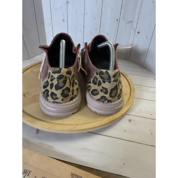 Hey Dude Women's Size 8 Wendy Corduroy Antique Rose with Leopard Print Heel - Image 4
