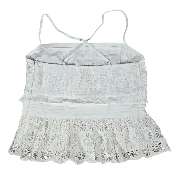 J. Crew Jessie Eyelet Smocked Peplum Top White Cotton‎ Size S NWT BR650 - Image 4