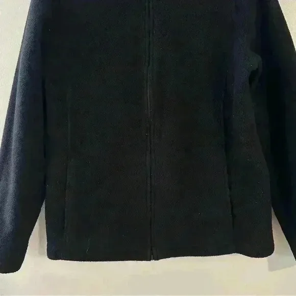 Vintage L.L. Bean Sherpa Fleece Sweater Zip Up Womens Size‎ Large Black - Image 5