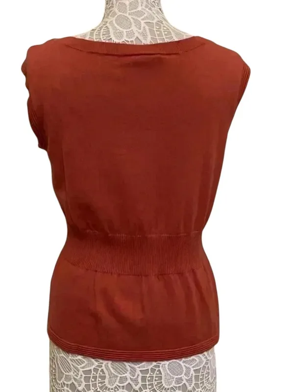 Ann Taylor Burnt Orange Peplum Knit Top – Elegant Career Chic Blouse - Image 3