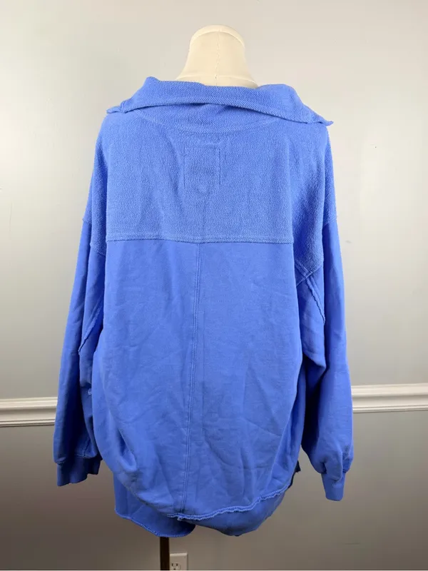 Aerie blue two piece sweatshirt and short set size large - Image 4