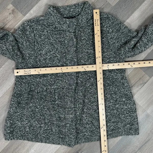 Willi Smith Marled Peplum Wool Blend‎ Cardigan Sweater Grey XL - Image 11