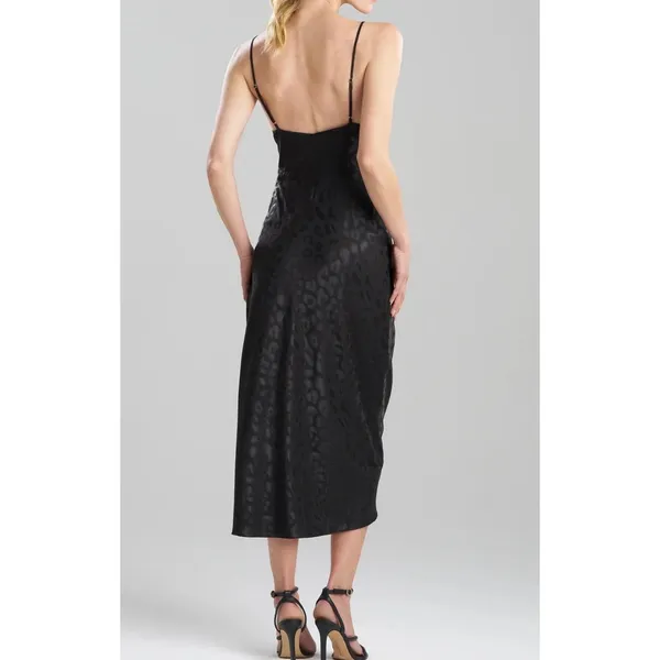Natori Decadence Slip Dress Black Animal Jacquard Satin XL $170 Retail - Image 2