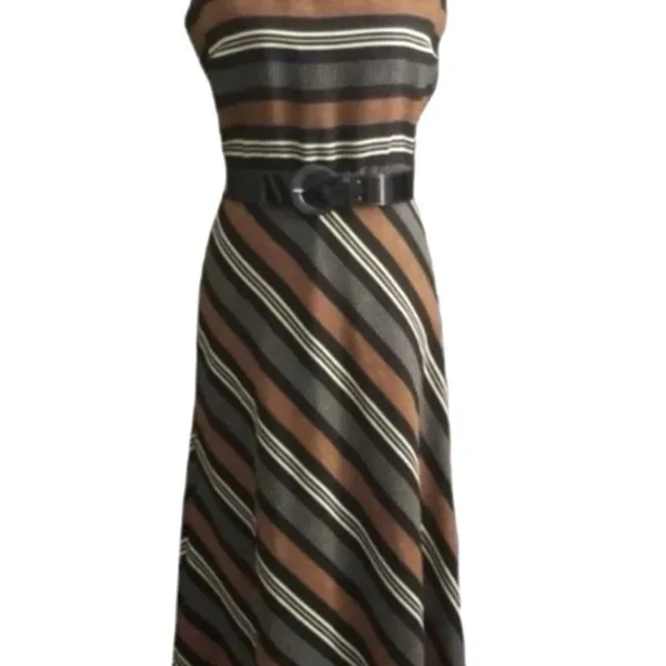 Vintage Positive Attitude Striped Maxi Dress | Size 12 - Image 10