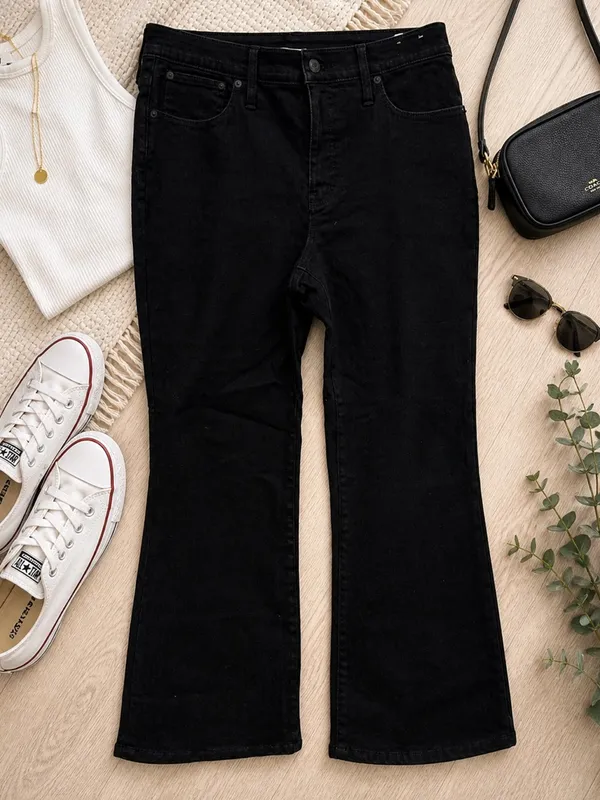 Madewell Mid Rise Kick Out‎ Jeans Black Size 32 Cropped Straight hem - Image 2