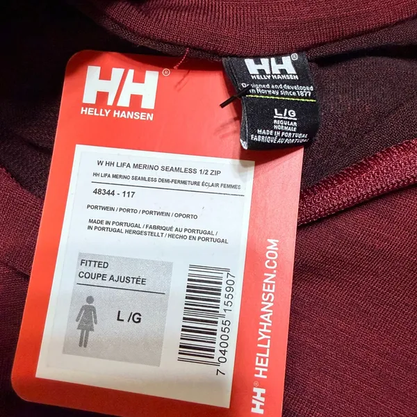 Helly Hansen Lifa Merino Seamless 1/2 Zip Womens Large Burgundy 48344-117 Audi - Image 5