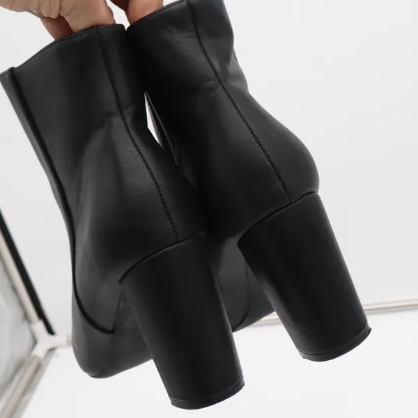 Dream Paris Ankle Boots Women 8 Pointed Toe Block Heel Black Faux Leather Exc - Image 8