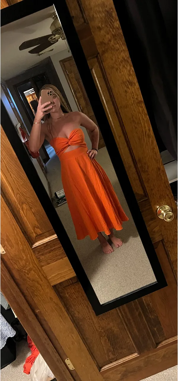 Avie Midi Dress - Showpo. Strapless Orange dress - Image 2