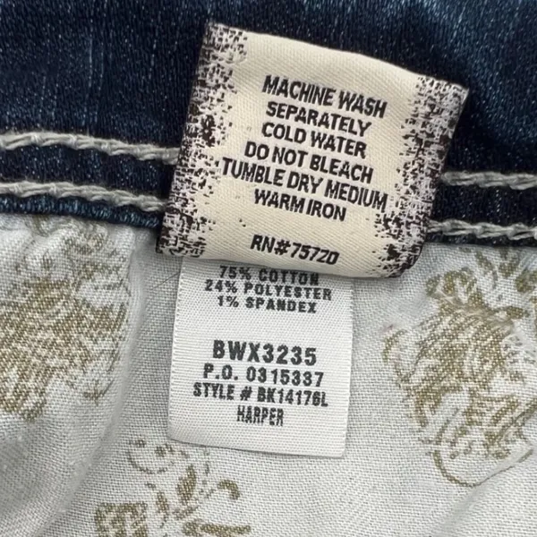 BKE Harper Bootcut Jeans Womens 33L Dark Wash Rhinestone Embellished Mid‎ Rise - Image 15