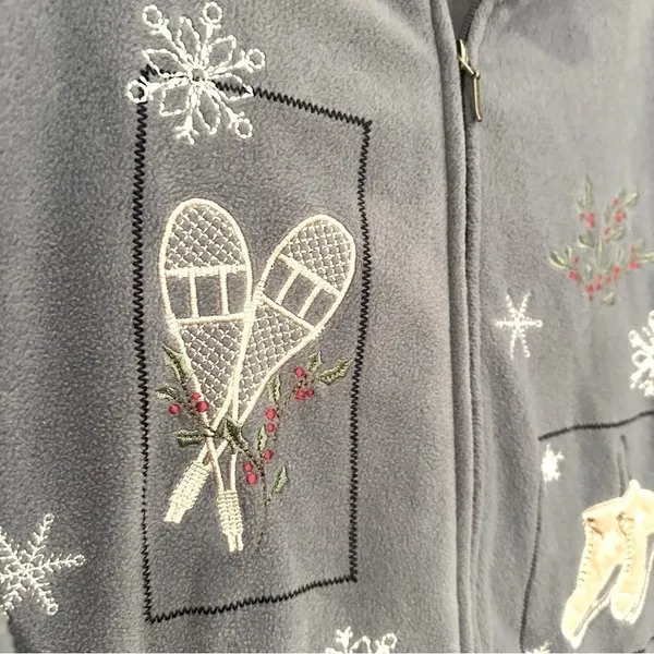 Croft & Barrow Fleece Winter Jacket Women's‎ Size XL Blue Gray Cottagecore Snow - Image 2