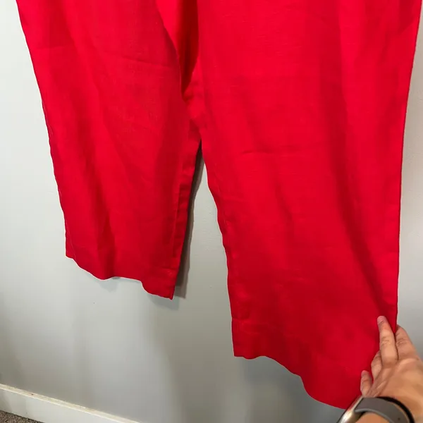 J. Jill Pimento Red 100% Linen Wide Leg Elastic Waist Pants NWT Women's Large - Image 4