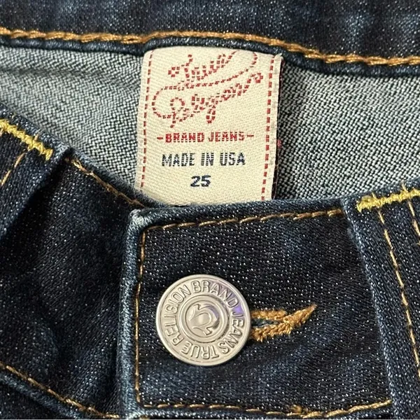 True Religion Denim Vintage Size 25 Dark Blue Wash WC92358QV Candice Flare Jeans - Image 6