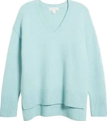 NWT treasure and bond turquoise High/Low V-Neck Sweater. Size Medium - Image 2