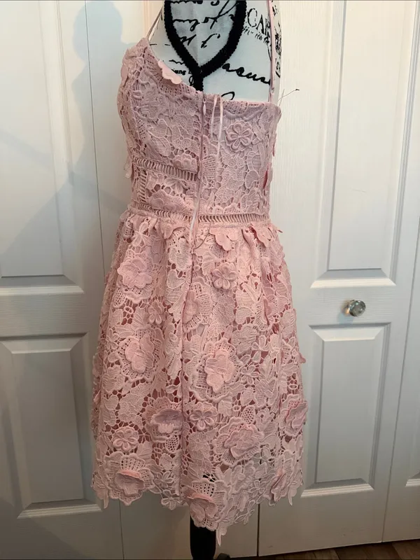 Altar'd State Pink Lace Spaghetti Strap Fit-and-Flare Dress - Image 8
